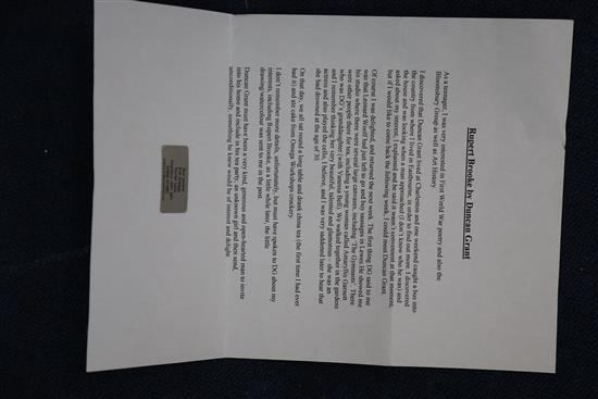 § Duncan Grant (1885-1978) Portrait of Rupert Brooke 10 x 7.5in. (with letter of provenance).